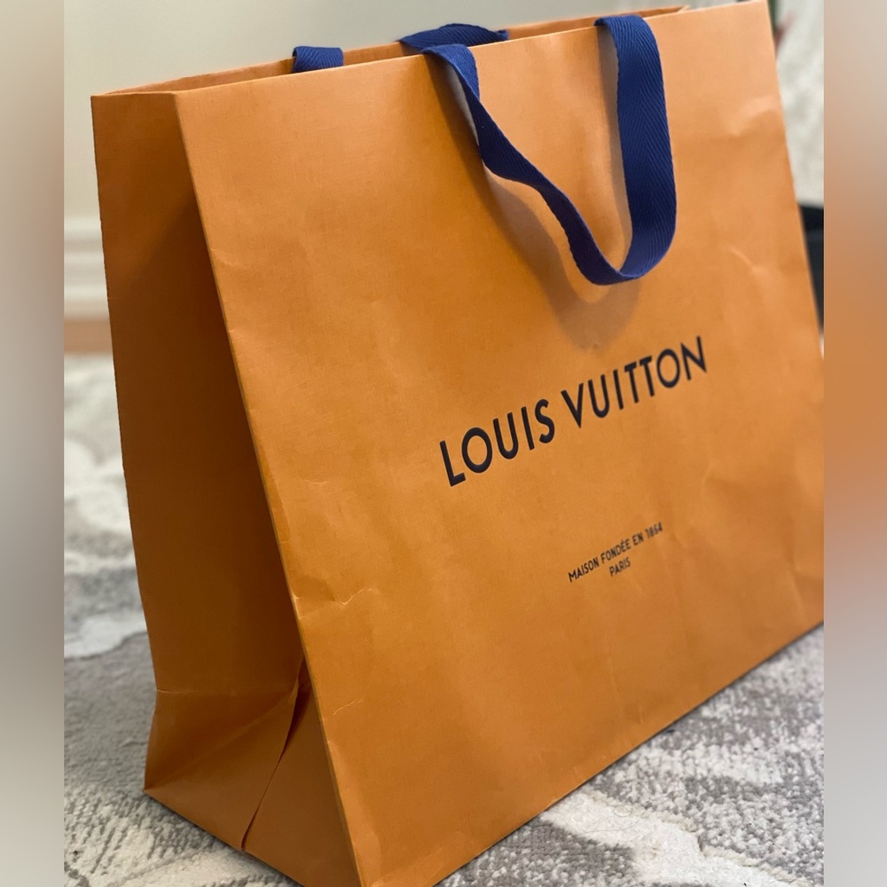 Louis Vuitton Bold Orange Bag with Blue Handles
